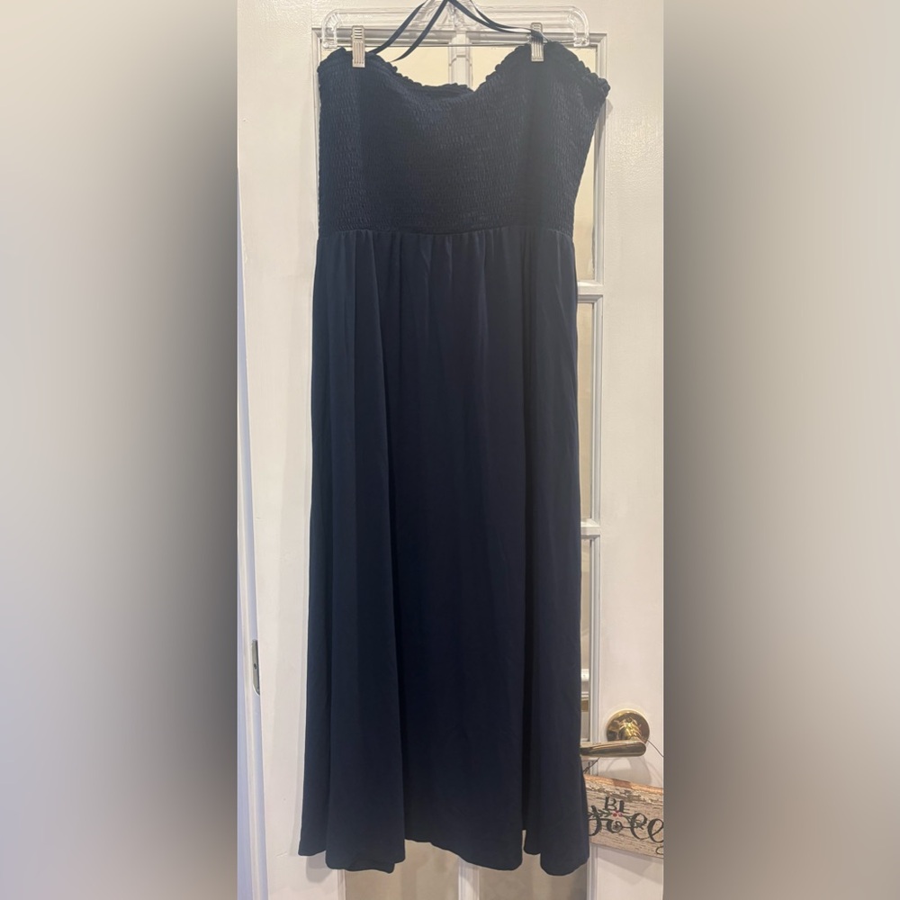 LOFT Dark Blue Strapless Maxi Dress